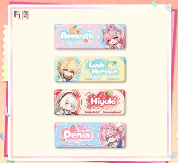 Wuthering Waves Pastel Wishes Candy-Stripe Tin Badge 명조 파스텔 위시 테마 캔디바형 캔뱃지