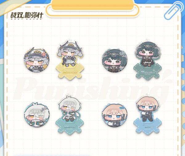 punishing-gray-raven-chubby-cheeks-squishy-badge-acrylic-charm-set (1) 퍼니싱 그레이 레이븐 빵빵볼 테마 스퀴시 캔뱃지 아크릴 키링 세트